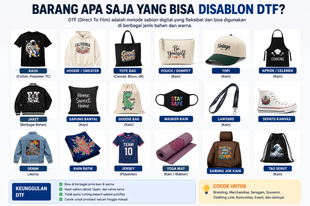 Barang yang bisa di sablon dtf